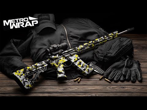 AR 15 Cumulus Yellow Tiger Camo Gun Skin Vinyl Wrap