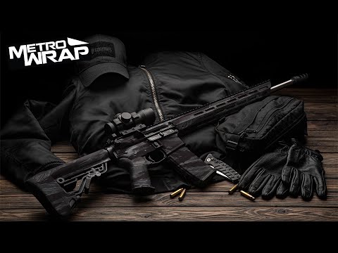 AR 15 Vietnam Tiger Stripe Elite Black Gun Skin Vinyl Wrap