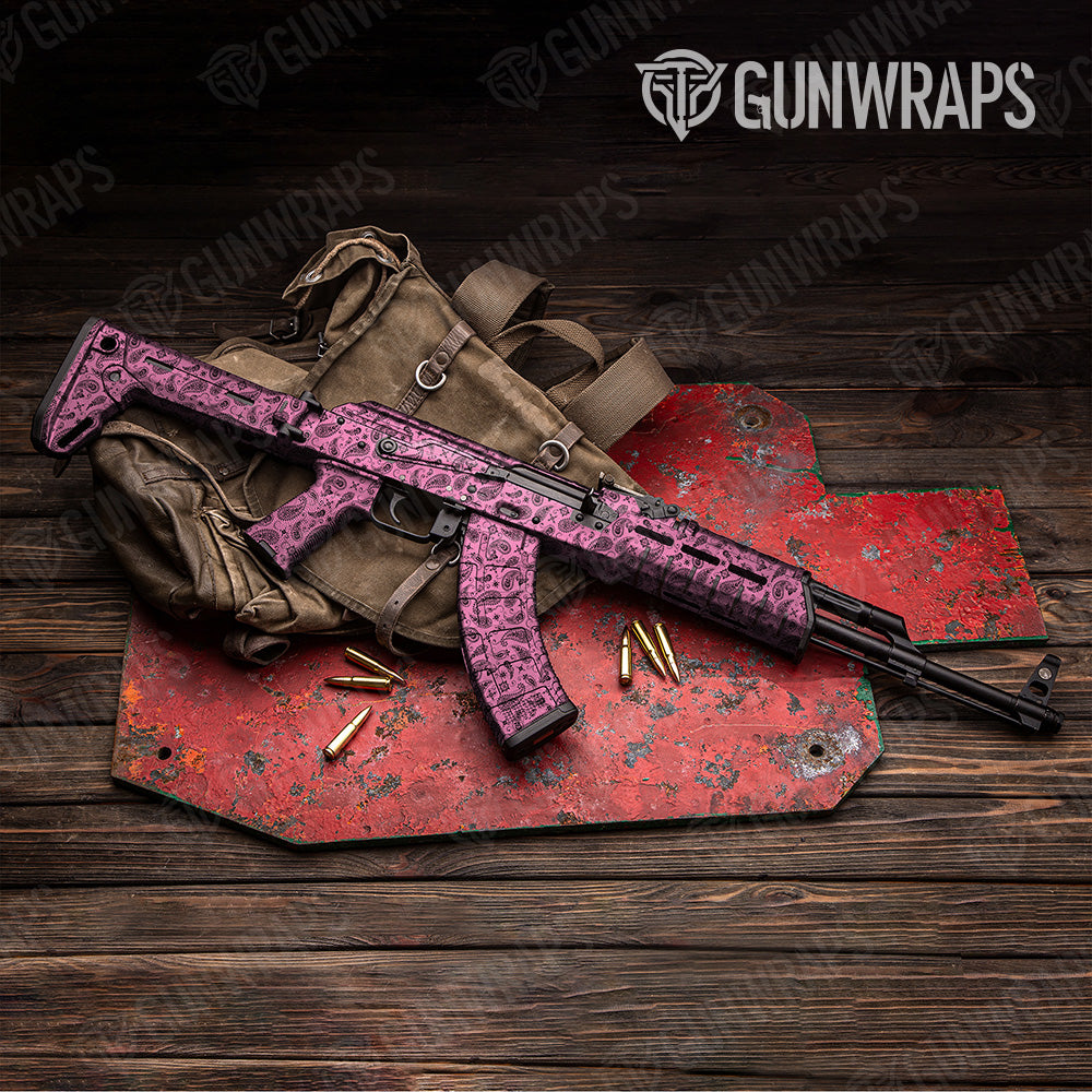 Bandana Pink Black AK 47 Gun Skin Vinyl Wrap