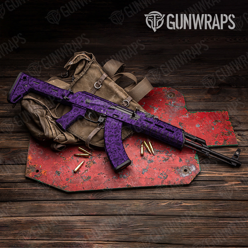Bandana Purple Black AK 47 Gun Skin Vinyl Wrap