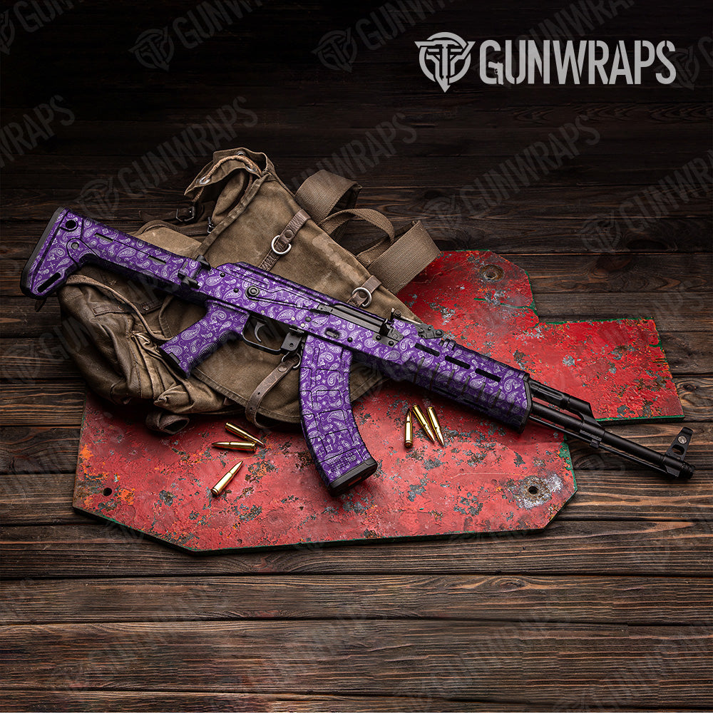 Bandana Purple White AK 47 Gun Skin Vinyl Wrap