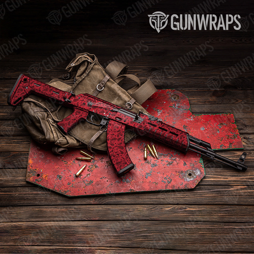 Bandana Red Black AK 47 Gun Skin Vinyl Wrap
