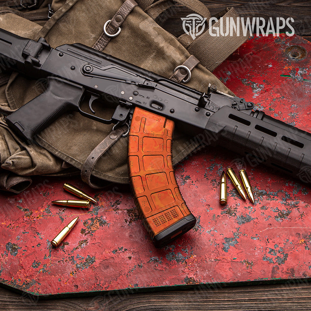 Battle Storm Elite Orange Camo AK 47 Mag Gun Skin Vinyl Wrap