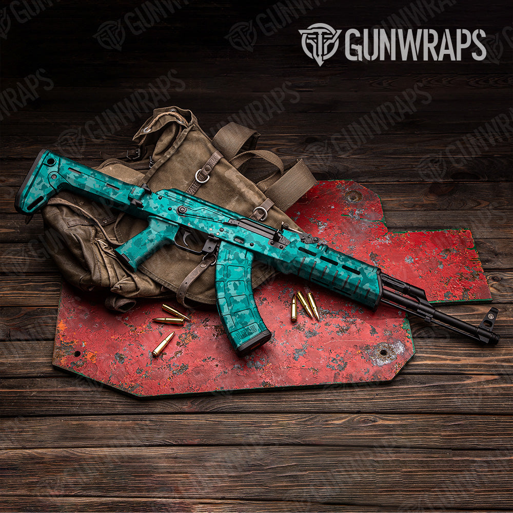 Cumulus Elite Tiffany Blue Camo AK 47 Gun Skin Vinyl Wrap