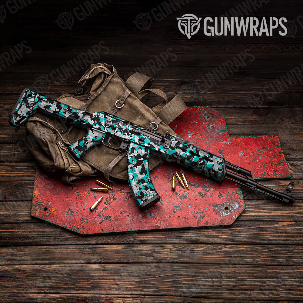 Cumulus Tiffany Blue Tiger Camo AK 47 Gun Skin Vinyl Wrap
