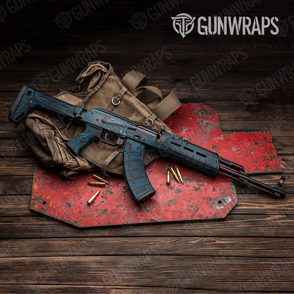 Damascus Blue AK 47 Gun Skin Vinyl Wrap