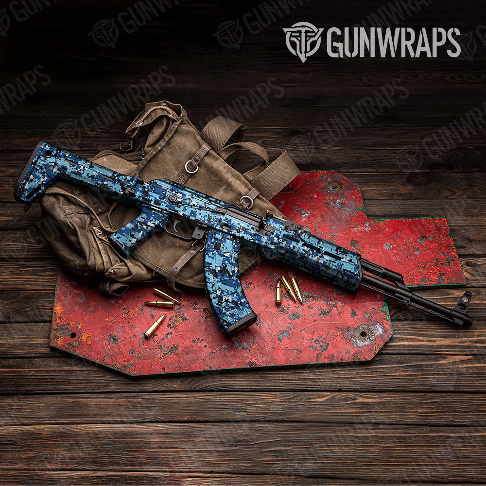 Digital Baby Blue Camo AK 47 Gun Skin Vinyl Wrap