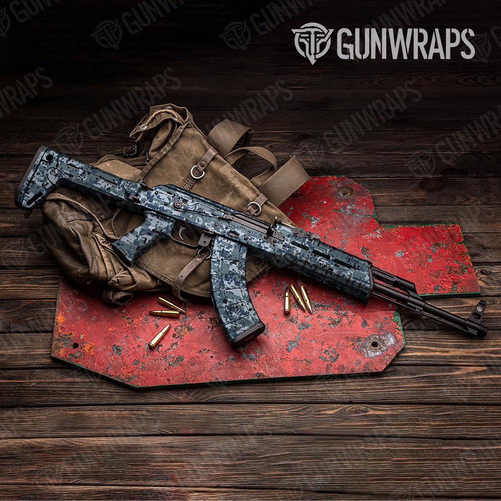 Digital Navy Camo AK 47 Gun Skin Vinyl Wrap