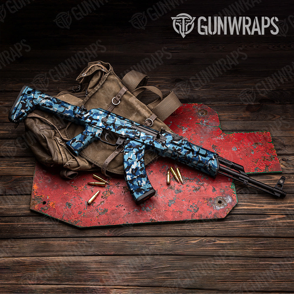 Erratic Baby Blue Camo AK 47 Gun Skin Vinyl Wrap
