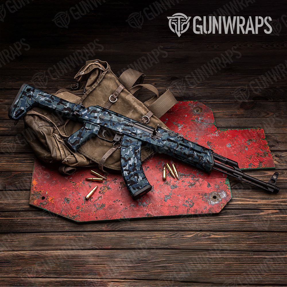 Erratic Navy Camo AK 47 Gun Skin Vinyl Wrap