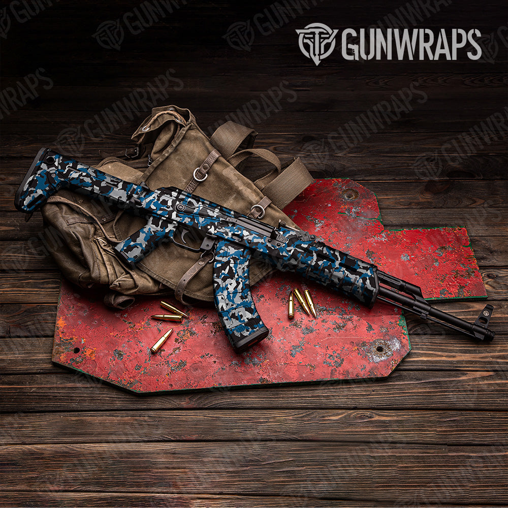 Erratic Blue Tiger Camo AK 47 Gun Skin Vinyl Wrap