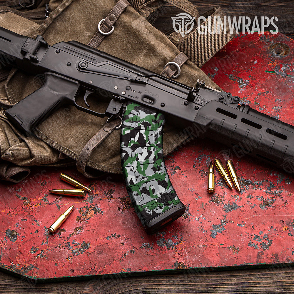 Erratic Green Tiger Camo AK 47 Mag Gun Skin Vinyl Wrap