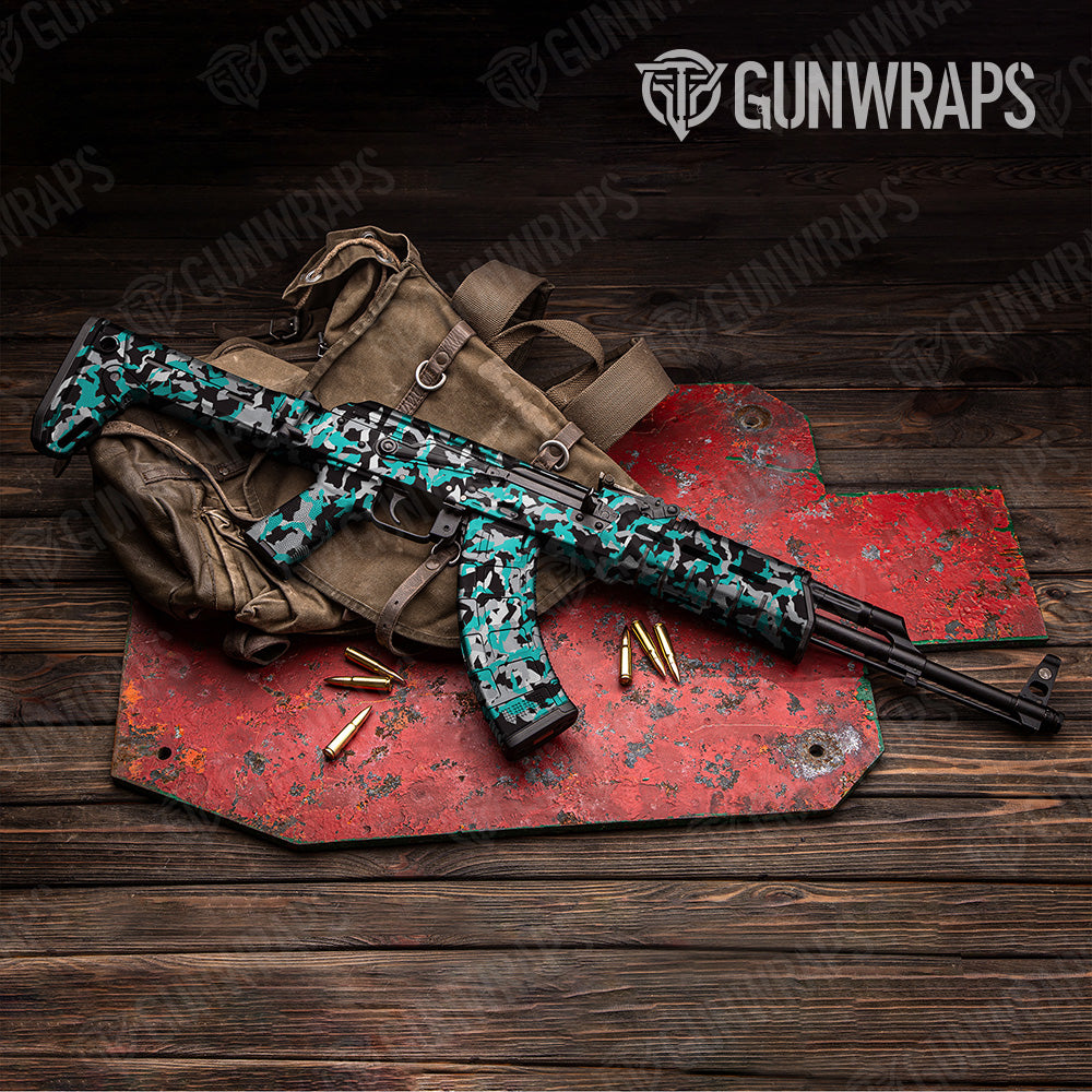 Erratic Tiffany Blue Tiger Camo AK 47 Gun Skin Vinyl Wrap