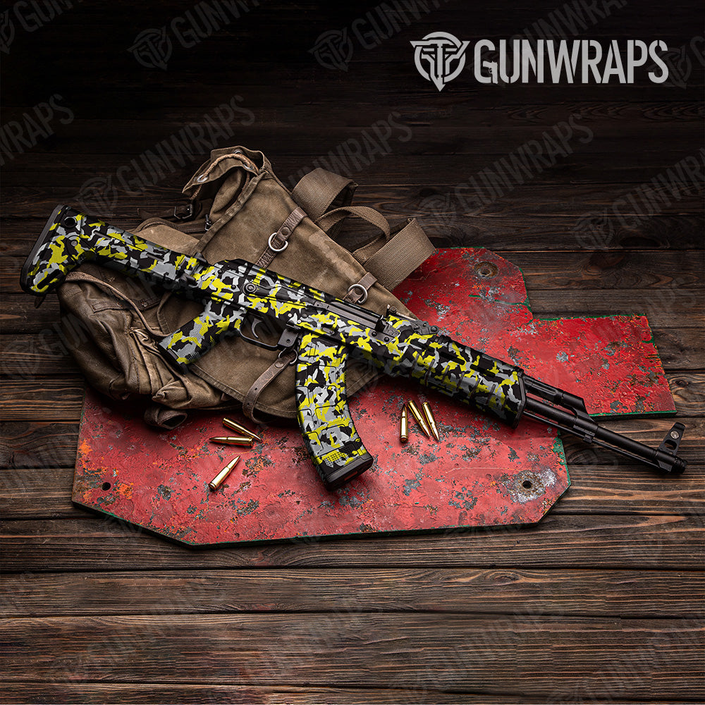 Erratic Yellow Tiger Camo AK 47 Gun Skin Vinyl Wrap
