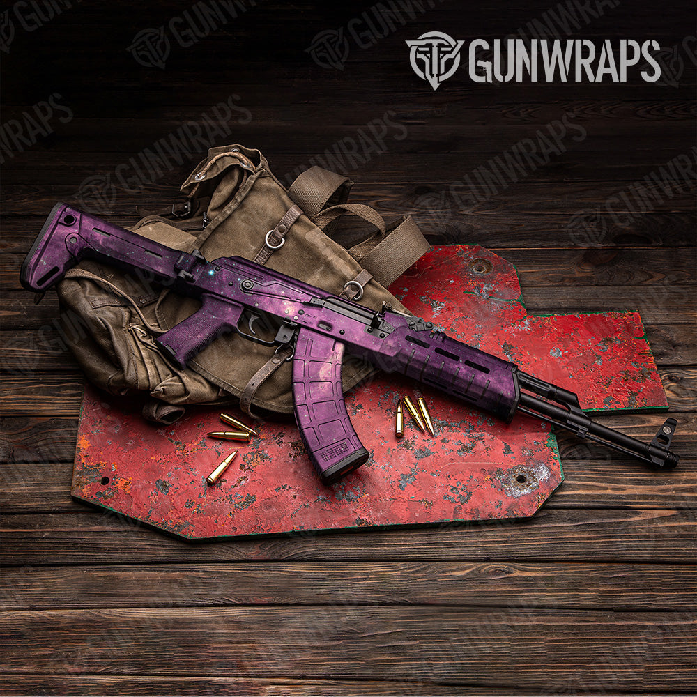 Galaxy Purple Nebula AK 47 Gun Skin Vinyl Wrap
