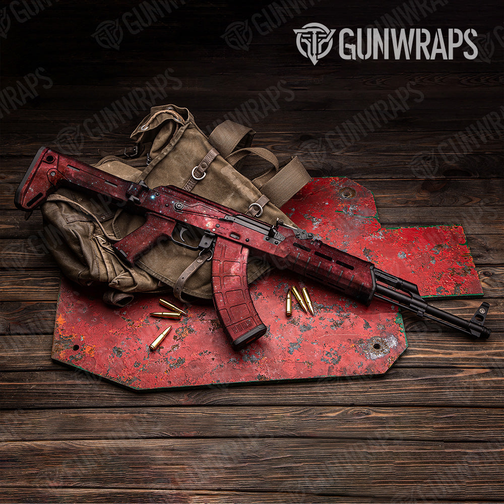 Galaxy Red Nebula AK 47 Gun Skin Vinyl Wrap