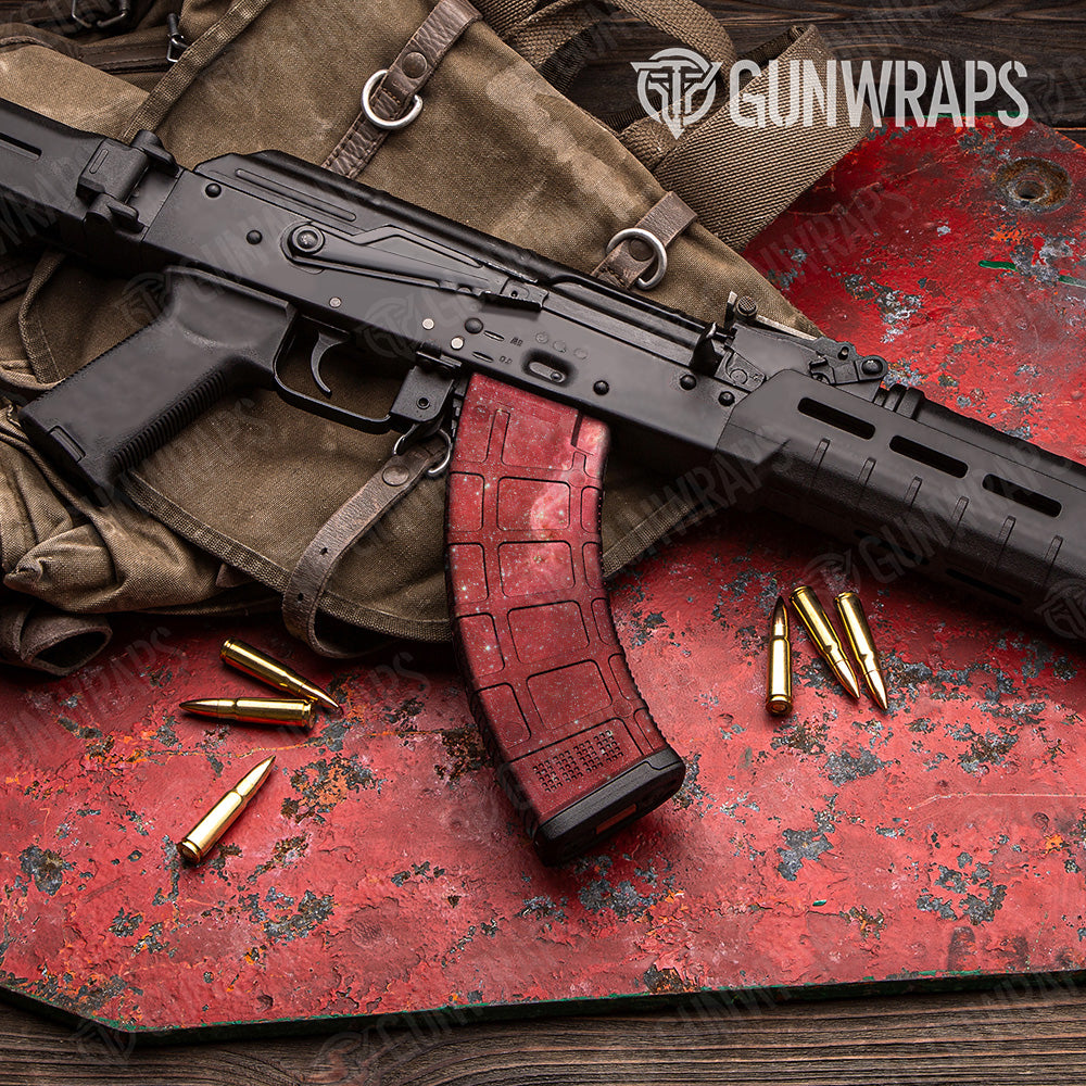 Galaxy Red Nebula AK 47 Mag Gun Skin Vinyl Wrap