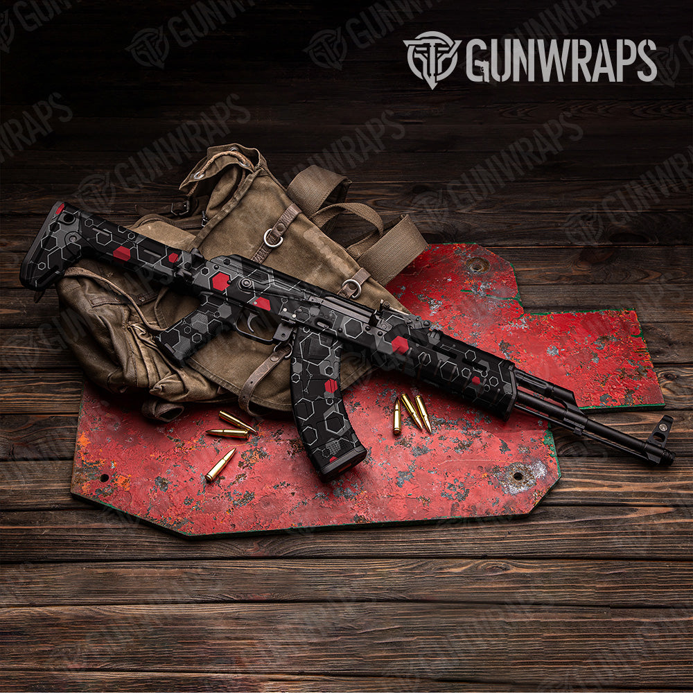 Hex DNA Red AK 47 Gun Skin Vinyl Wrap