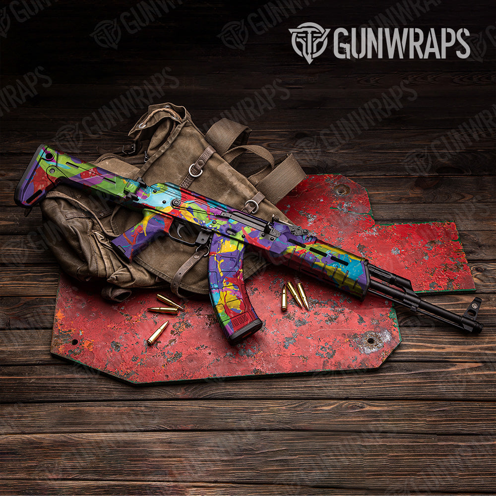 Paint Splatter Purple AK 47 Gun Skin Vinyl Wrap