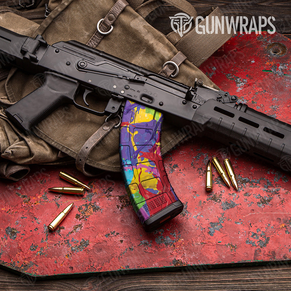 Paint Splatter Purple AK 47 Mag Gun Skin Vinyl Wrap