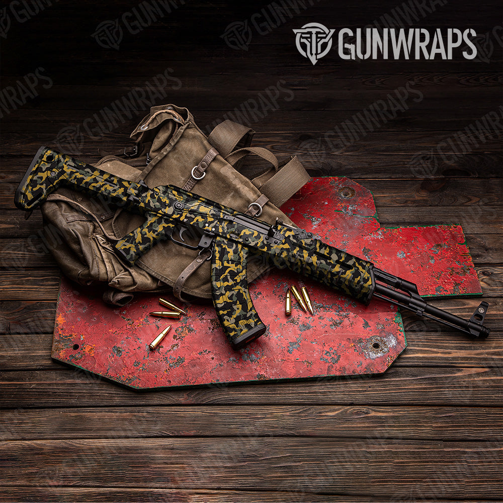 Ragged Militant Yellow Camo AK 47 Gun Skin Vinyl Wrap