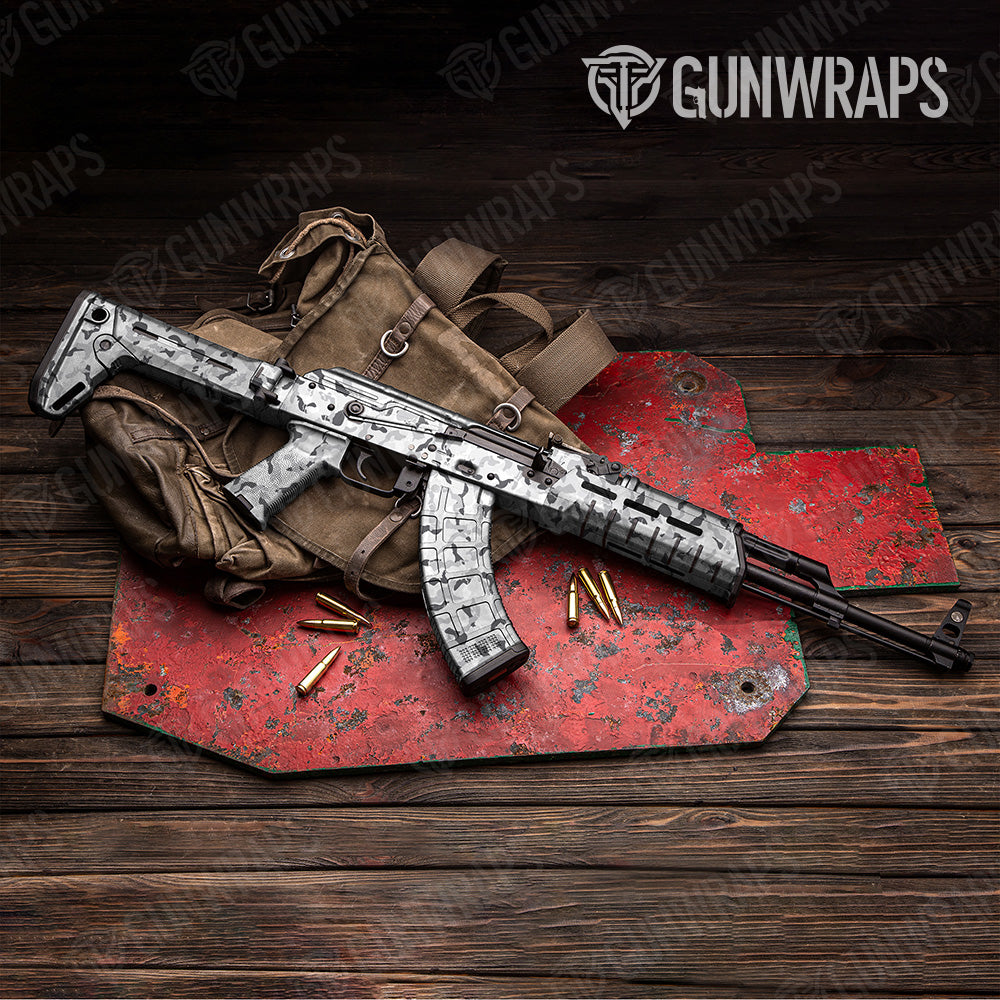 Ragged Snow Camo AK 47 Gun Skin Vinyl Wrap