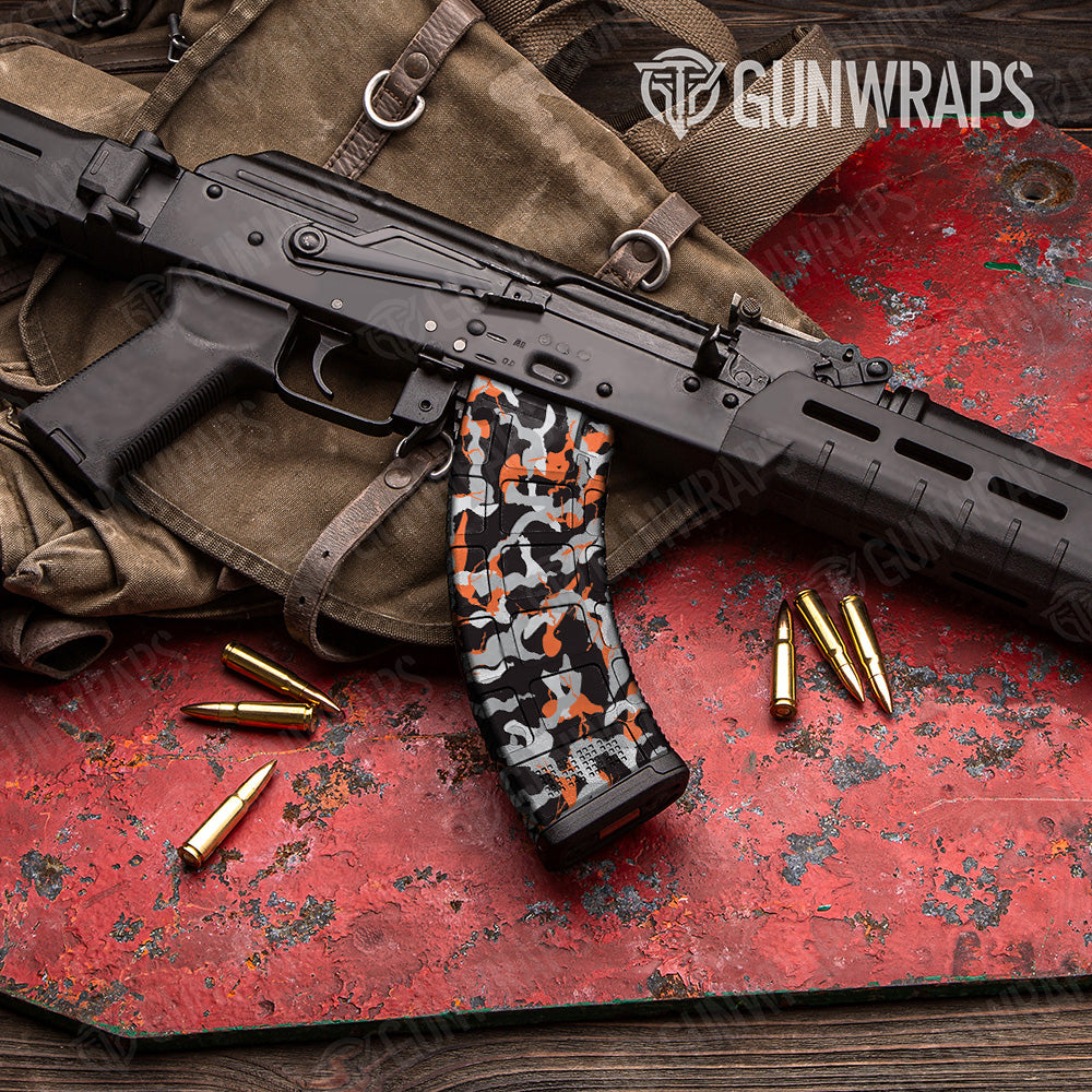 Ragged Orange Tiger Camo AK 47 Mag Gun Skin Vinyl Wrap