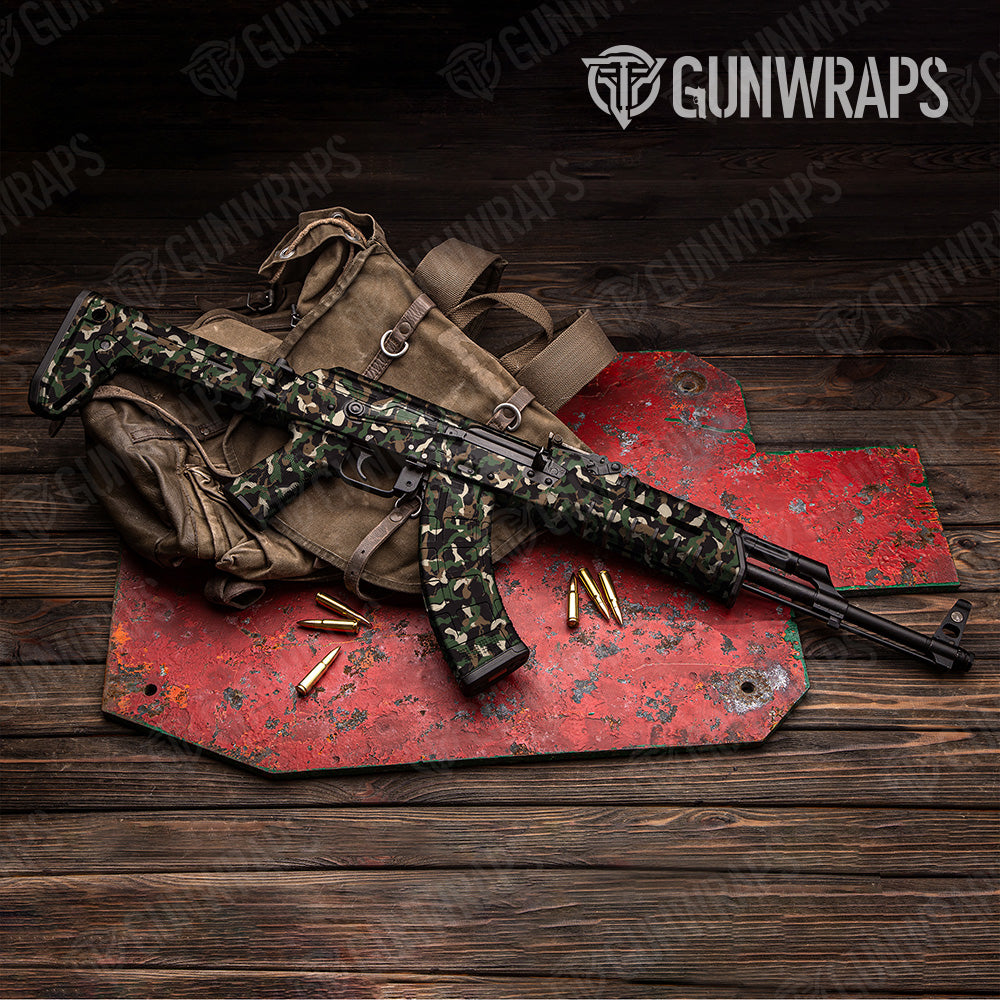 Ragged Woodland Camo AK 47 Gun Skin Vinyl Wrap