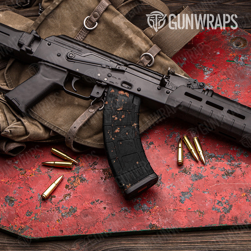 Rust 3D Black AK 47 Mag Gun Skin Vinyl Wrap