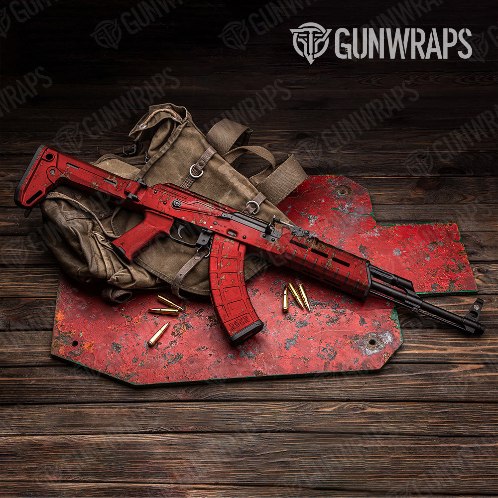 Rust 3D Red AK 47 Gun Skin Vinyl Wrap