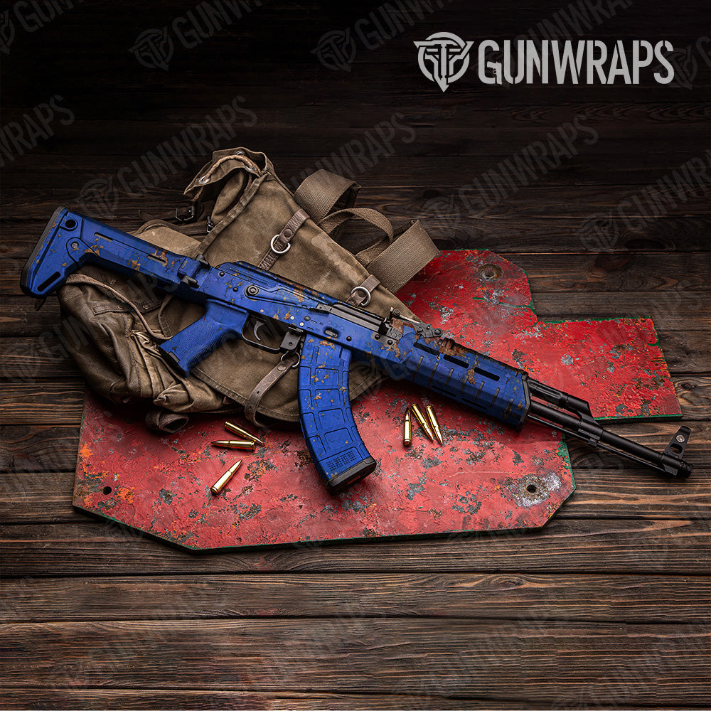 Rust 3D Royal Blue AK 47 Gun Skin Vinyl Wrap