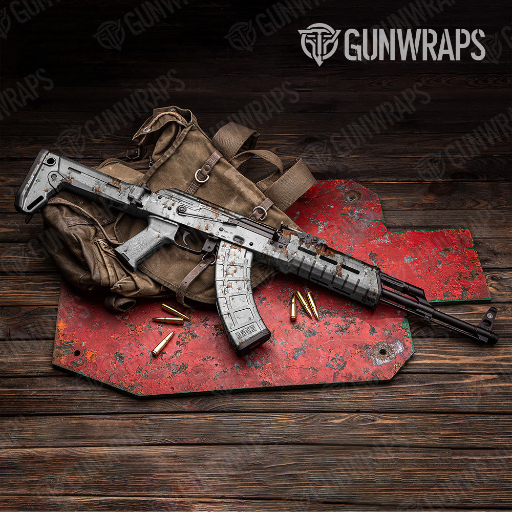 Rust 3D White AK 47 Gun Skin Vinyl Wrap
