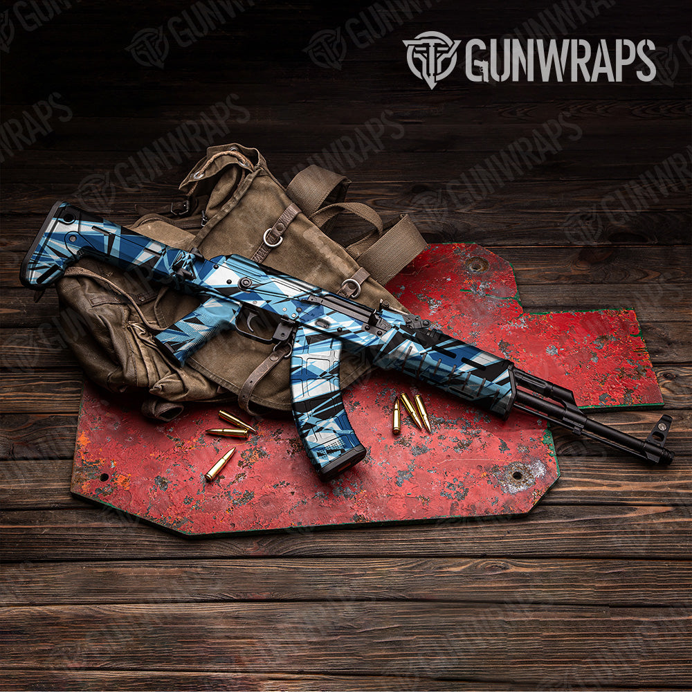 Sharp Baby Blue Camo AK 47 Gun Skin Vinyl Wrap