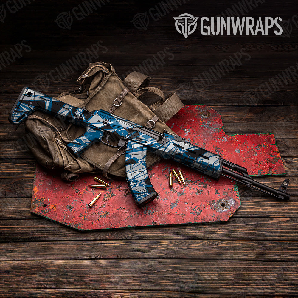 Sharp Blue Tiger Camo AK 47 Gun Skin Vinyl Wrap