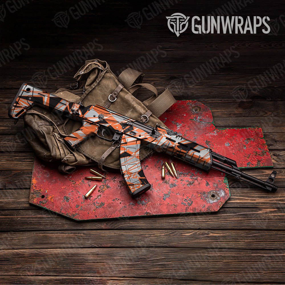 Sharp Orange Tiger Camo AK 47 Gun Skin Vinyl Wrap