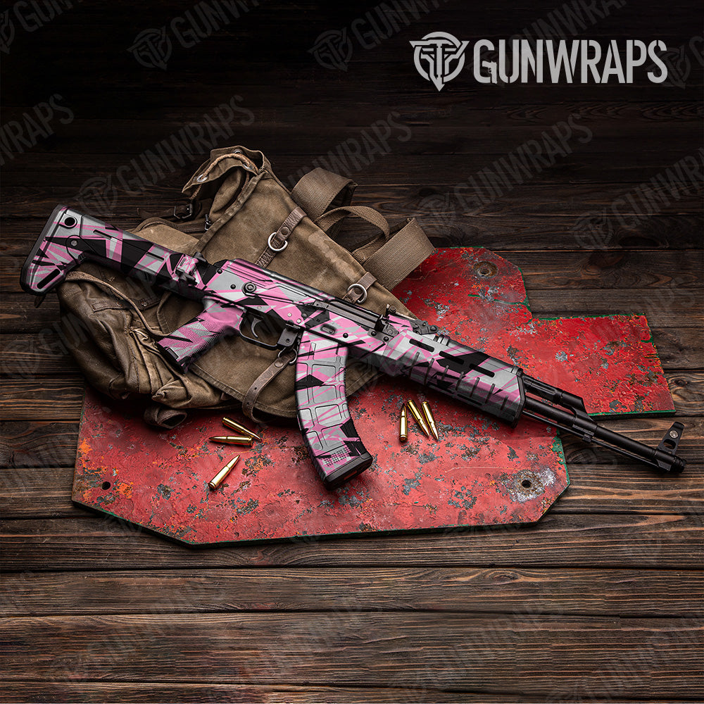 Sharp Pink Tiger Camo AK 47 Gun Skin Vinyl Wrap