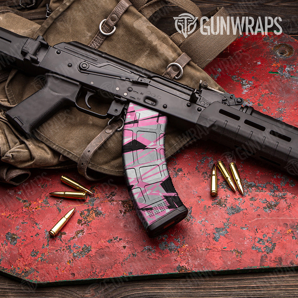 Sharp Pink Tiger Camo AK 47 Mag Gun Skin Vinyl Wrap