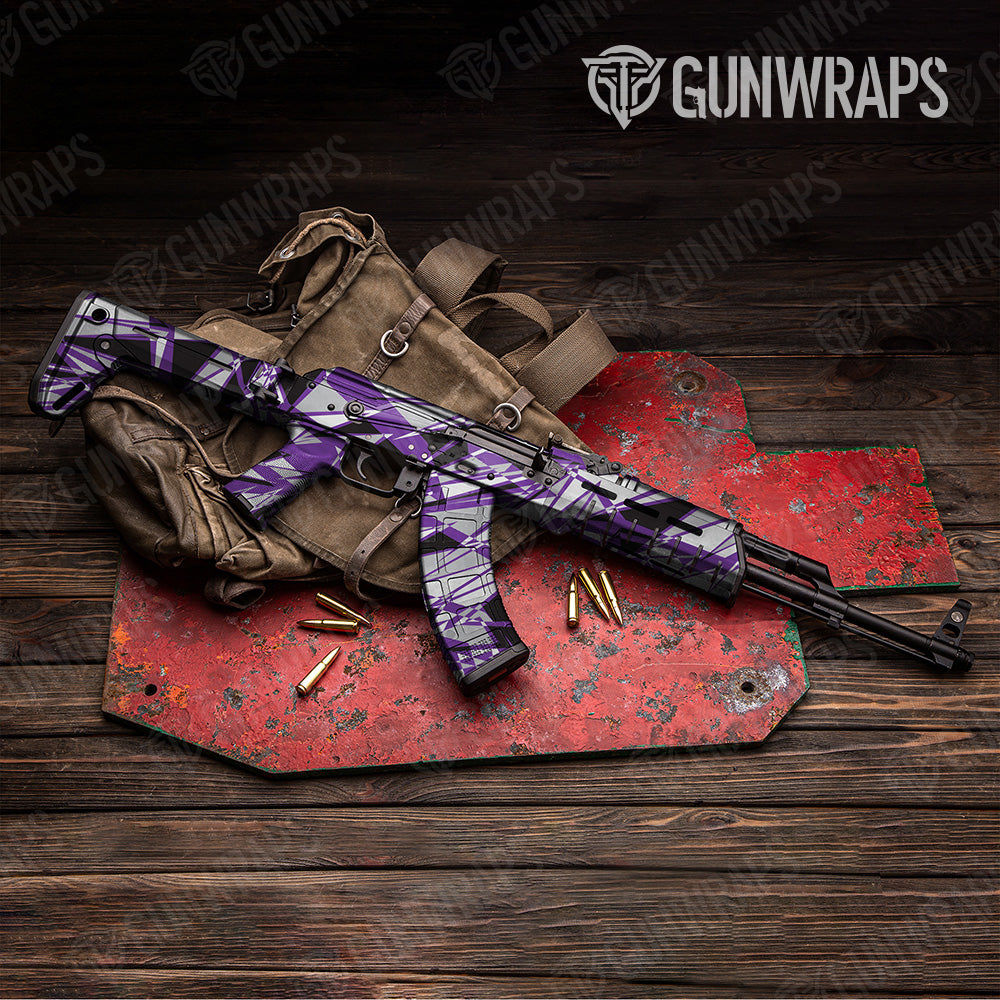 Sharp Purple Tiger Camo AK 47 Gun Skin Vinyl Wrap