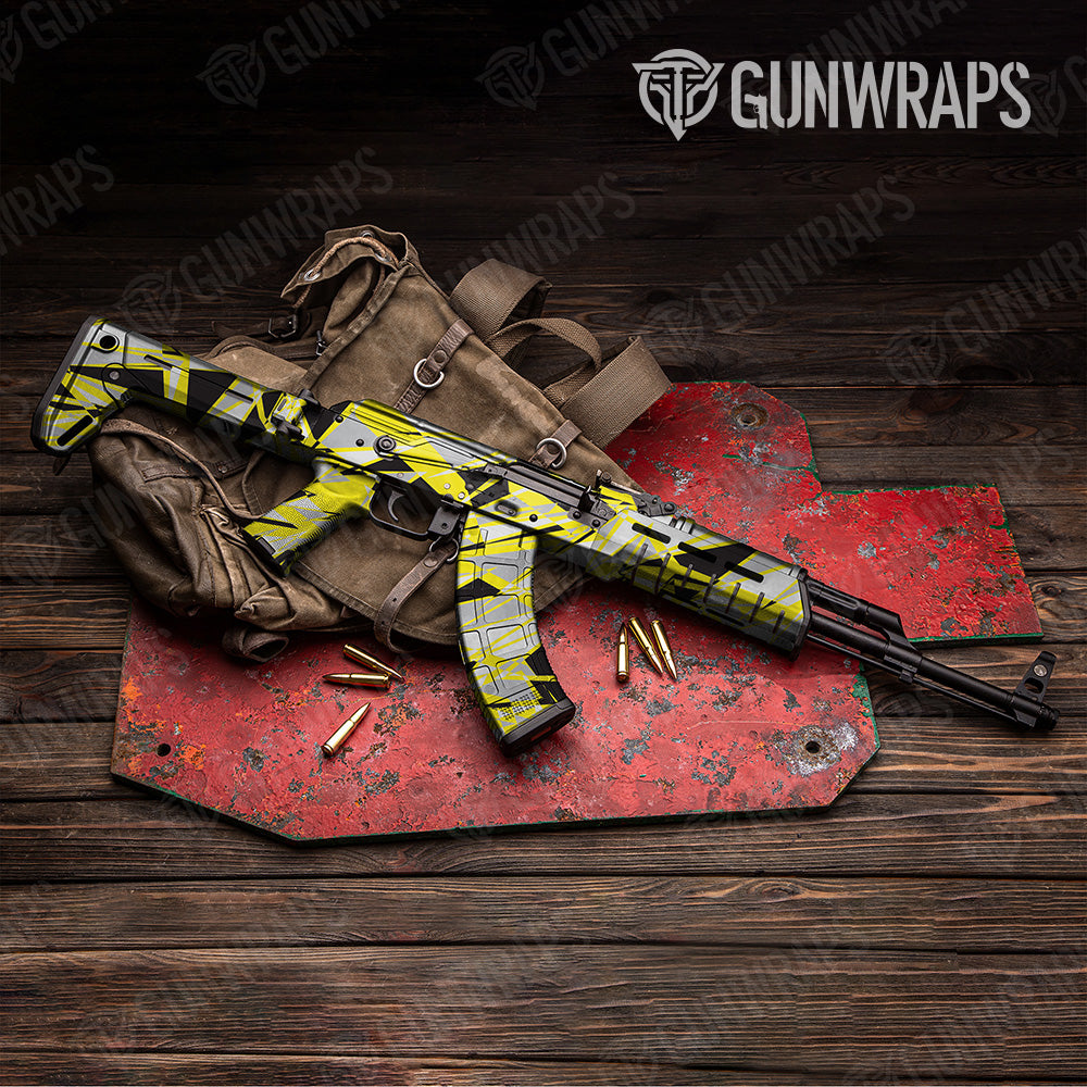 Sharp Yellow Tiger Camo AK 47 Gun Skin Vinyl Wrap