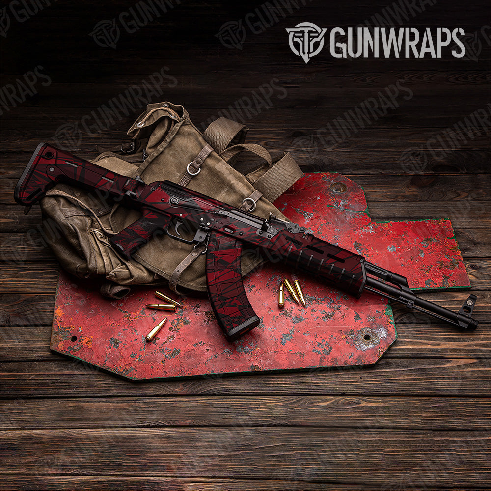 Sharp Vampire Red Camo AK 47 Gun Skin Vinyl Wrap