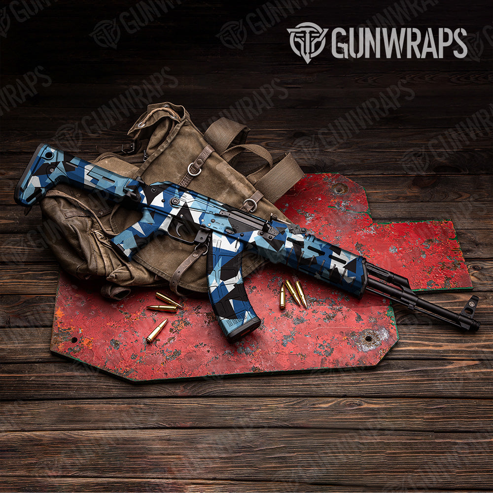 Shattered Baby Blue Camo AK 47 Gun Skin Vinyl Wrap