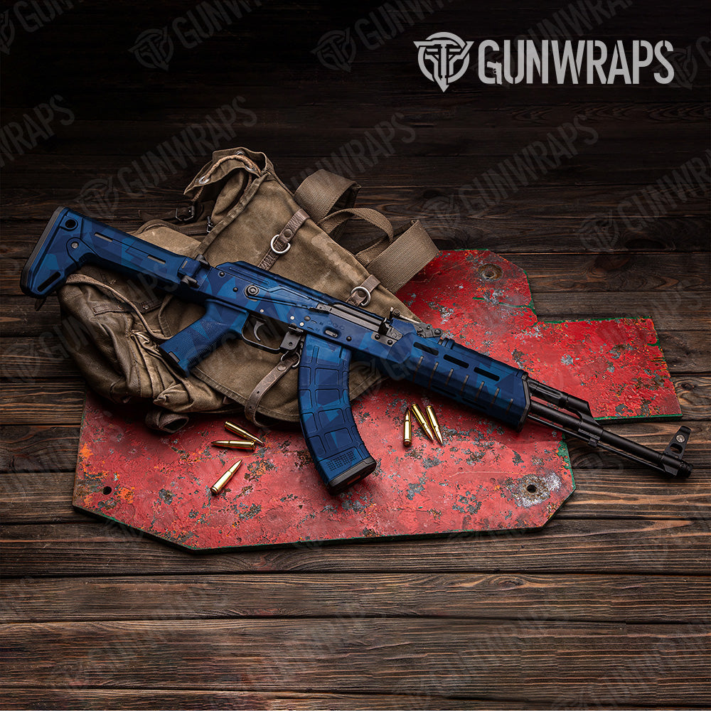 Shattered Elite Blue Camo AK 47 Gun Skin Vinyl Wrap