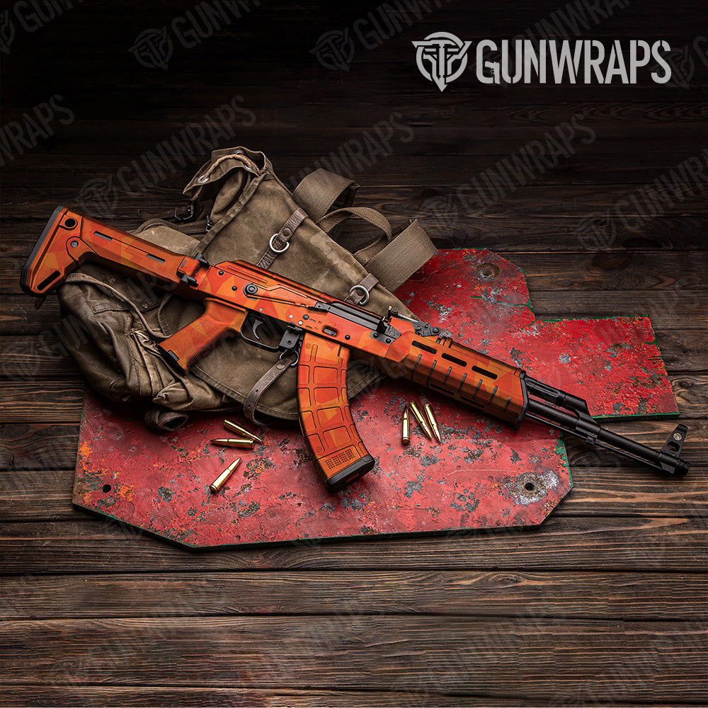 Shattered Elite Orange Camo AK 47 Gun Skin Vinyl Wrap