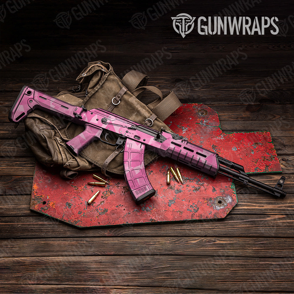 Shattered Elite Pink Camo AK 47 Gun Skin Vinyl Wrap