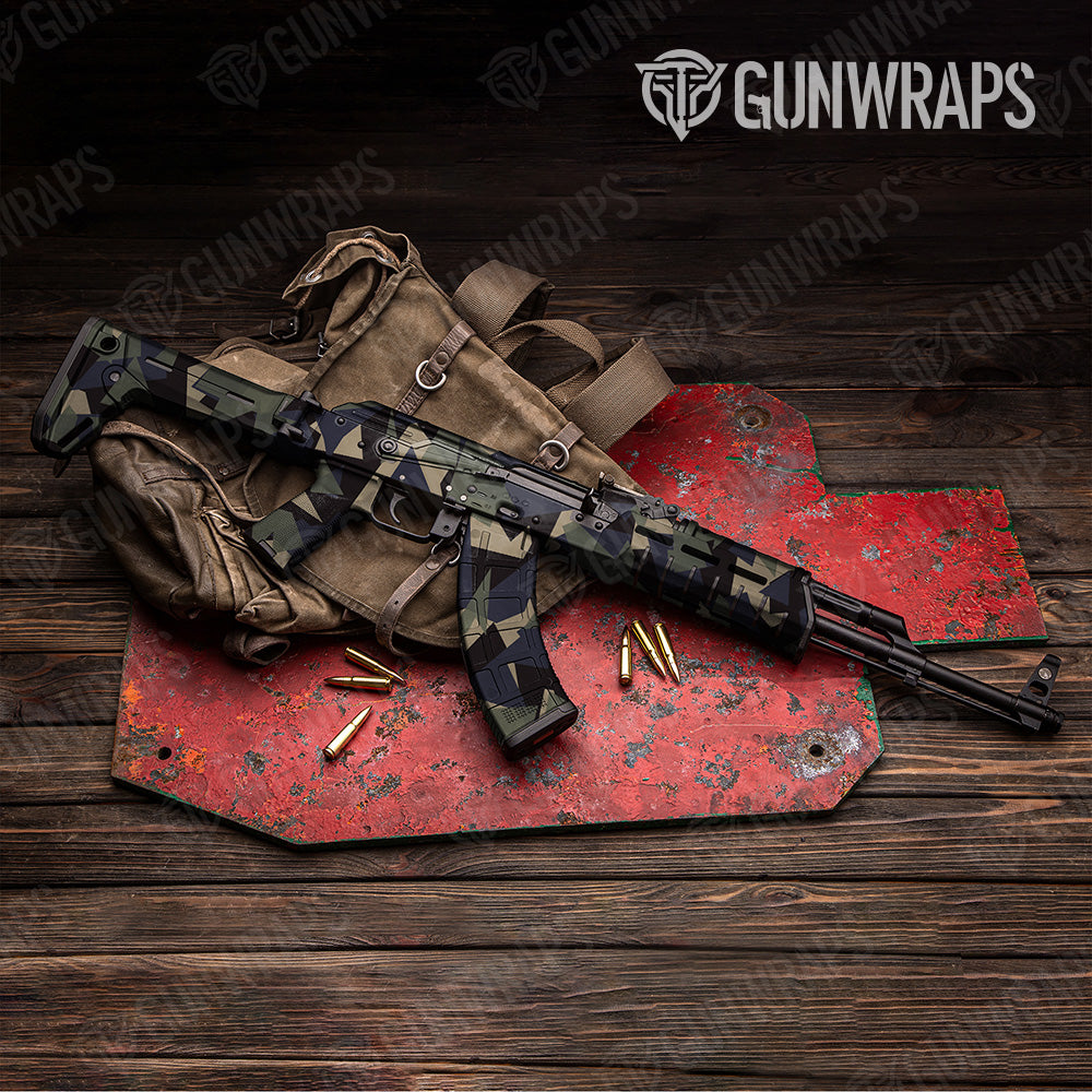 Shattered Militant Blue Camo AK 47 Gun Skin Vinyl Wrap