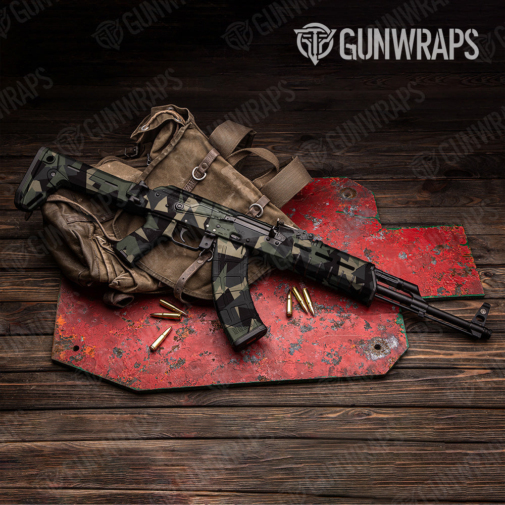 Shattered Militant Charcoal Camo AK 47 Gun Skin Vinyl Wrap