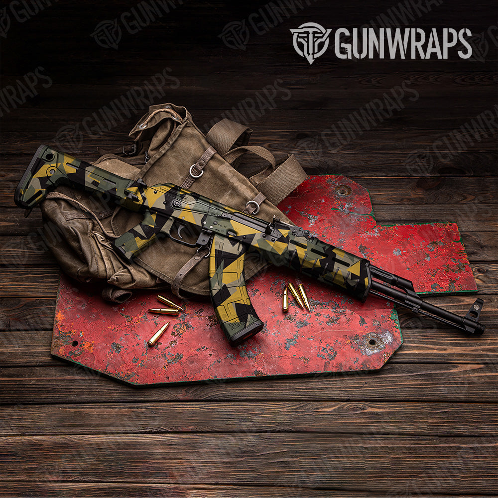 Shattered Militant Yellow Camo AK 47 Gun Skin Vinyl Wrap