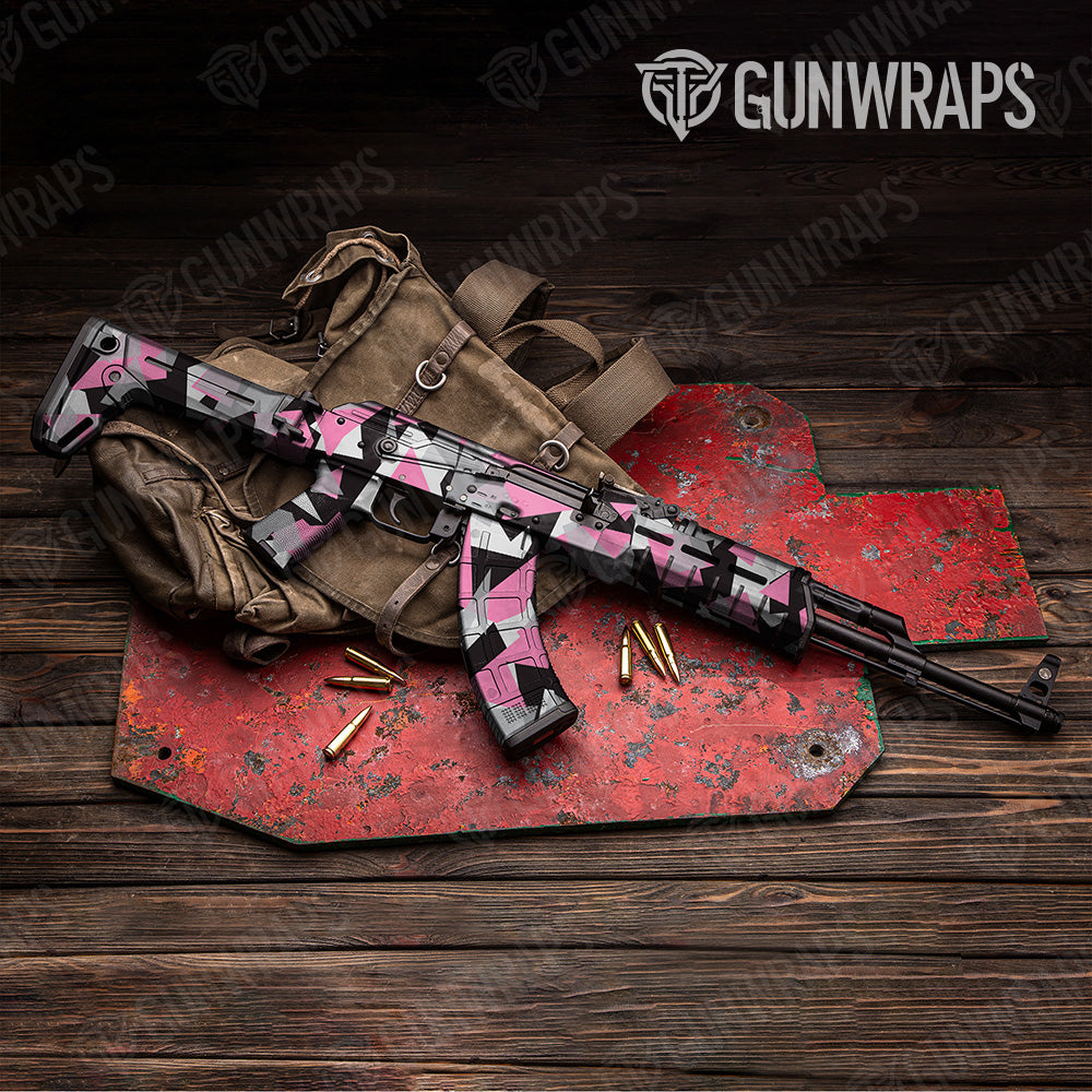 Shattered Pink Tiger Camo AK 47 Gun Skin Vinyl Wrap