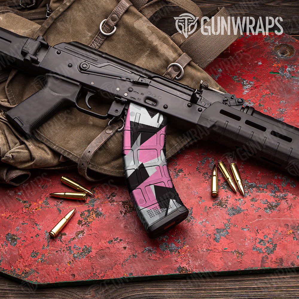 Shattered Pink Tiger Camo AK 47 Mag Gun Skin Vinyl Wrap