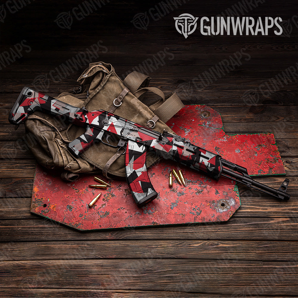 Shattered Red Tiger Camo AK 47 Gun Skin Vinyl Wrap